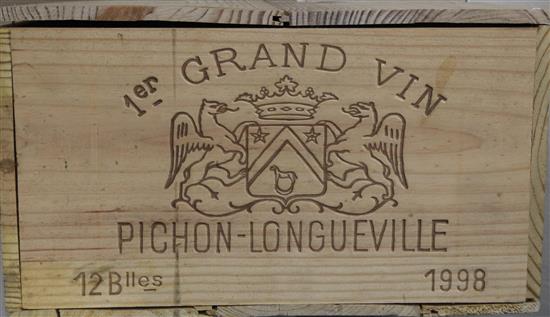 A case of twelve bottles of Chateau Pichon-Longueville Baron, Pauillac, 1998,